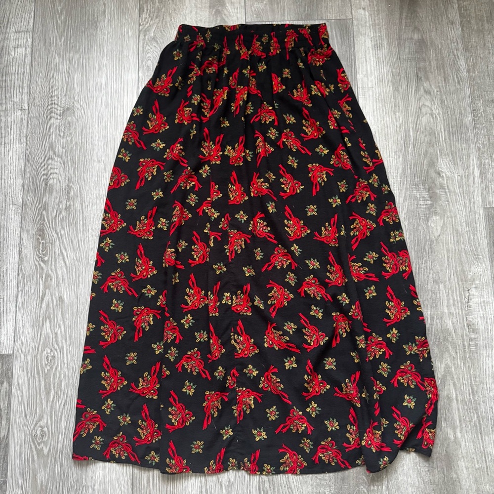 Vintage 80s Holiday Maxi Skirt